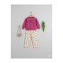 %100 Pamuk Kalp Nakışlı Kız Bebek Takım - Fuşya Sweatshirt ve Kalp Desenli Alt Set