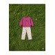 %100 Pamuk Kalp Nakışlı Kız Bebek Takım - Fuşya Sweatshirt ve Kalp Desenli Alt Set