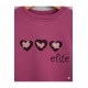 %100 Pamuk Kalp Nakışlı Kız Bebek Takım - Fuşya Sweatshirt ve Kalp Desenli Alt Set