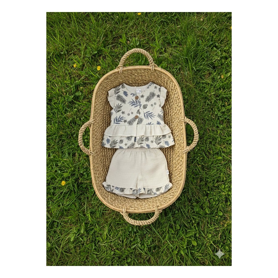 Flower Valley %100 Pamuklu Çiçek Desenli Kız Bebek 2'li Takım - 6-18 Ay