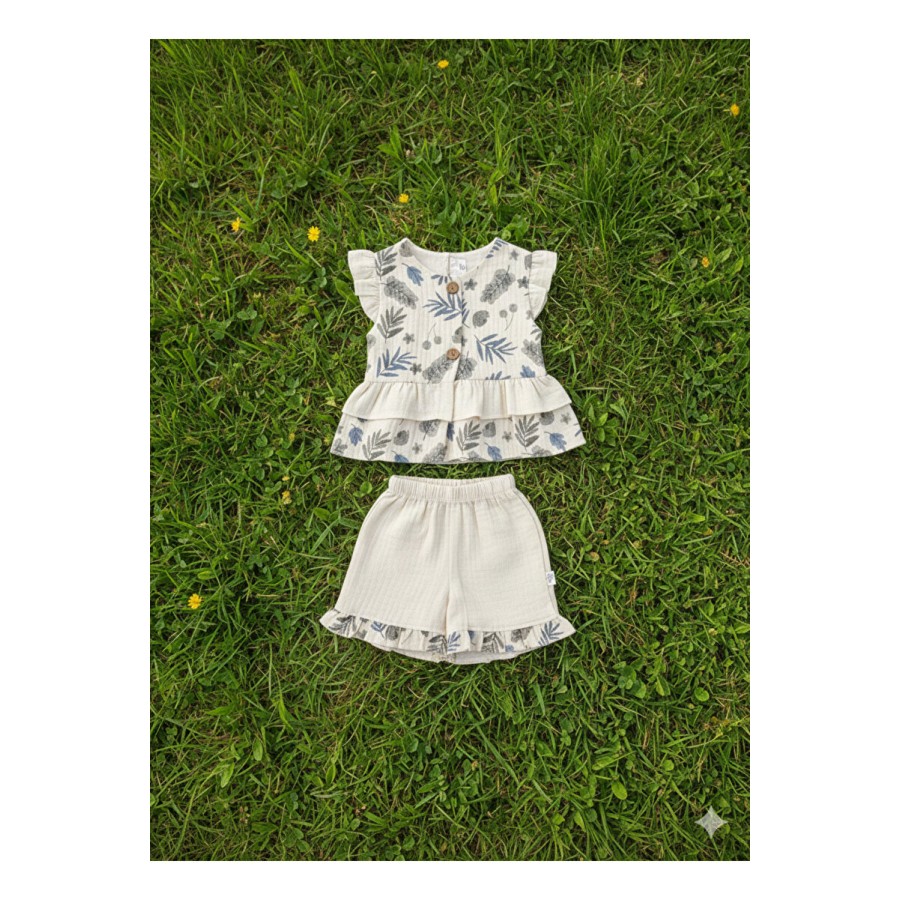 Flower Valley %100 Pamuklu Çiçek Desenli Kız Bebek 2'li Takım - 6-18 Ay