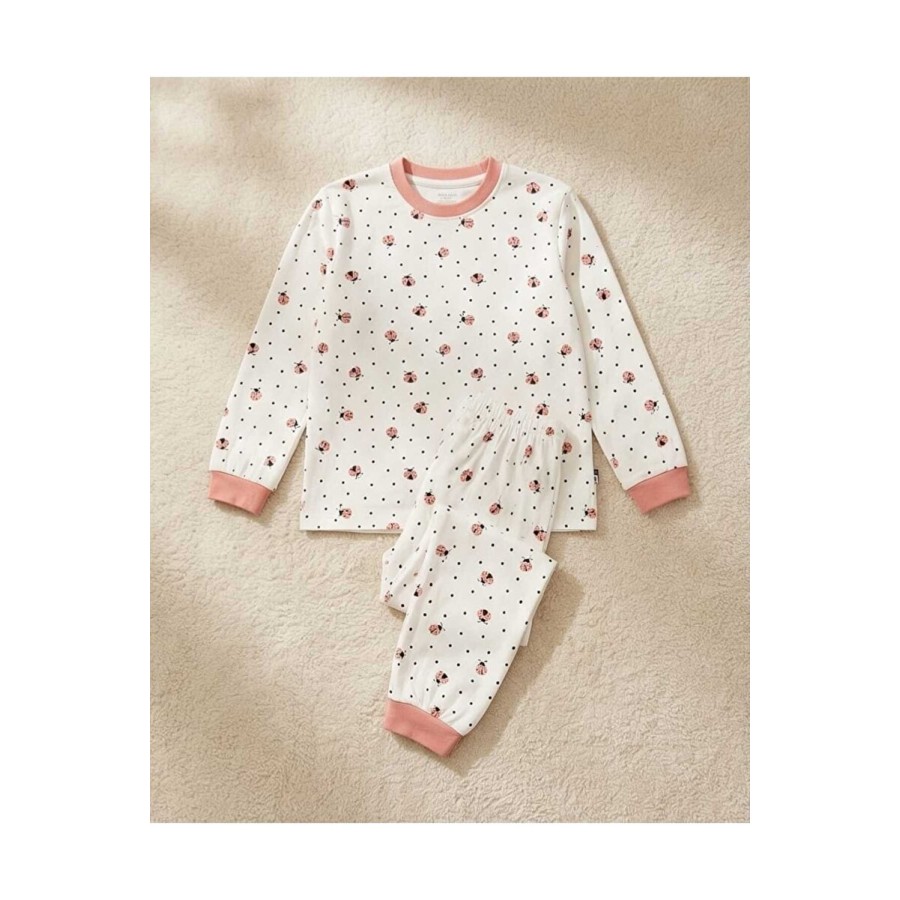 %100 Pamuk Uğur Böceği Baskılı Kız Çocuk Pijama Takımı 10-12 Yaş