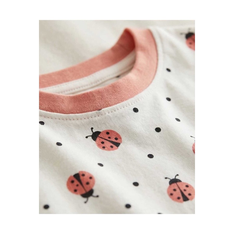 %100 Pamuk Uğur Böceği Baskılı Kız Çocuk Pijama Takımı 10-12 Yaş