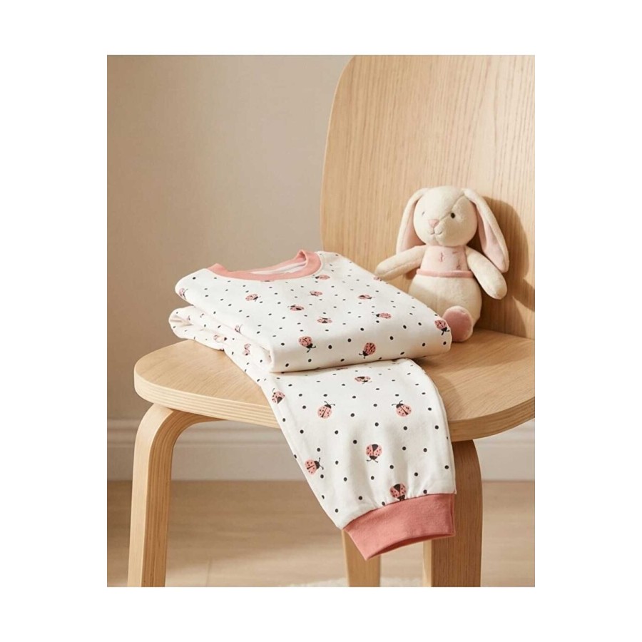 %100 Pamuk Uğur Böceği Baskılı Kız Çocuk Pijama Takımı 10-12 Yaş