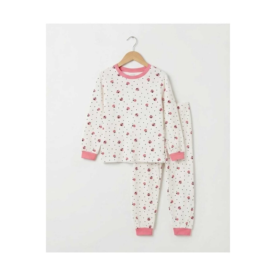 %100 Pamuk Uğur Böceği Baskılı Kız Çocuk Pijama Takımı 10-12 Yaş