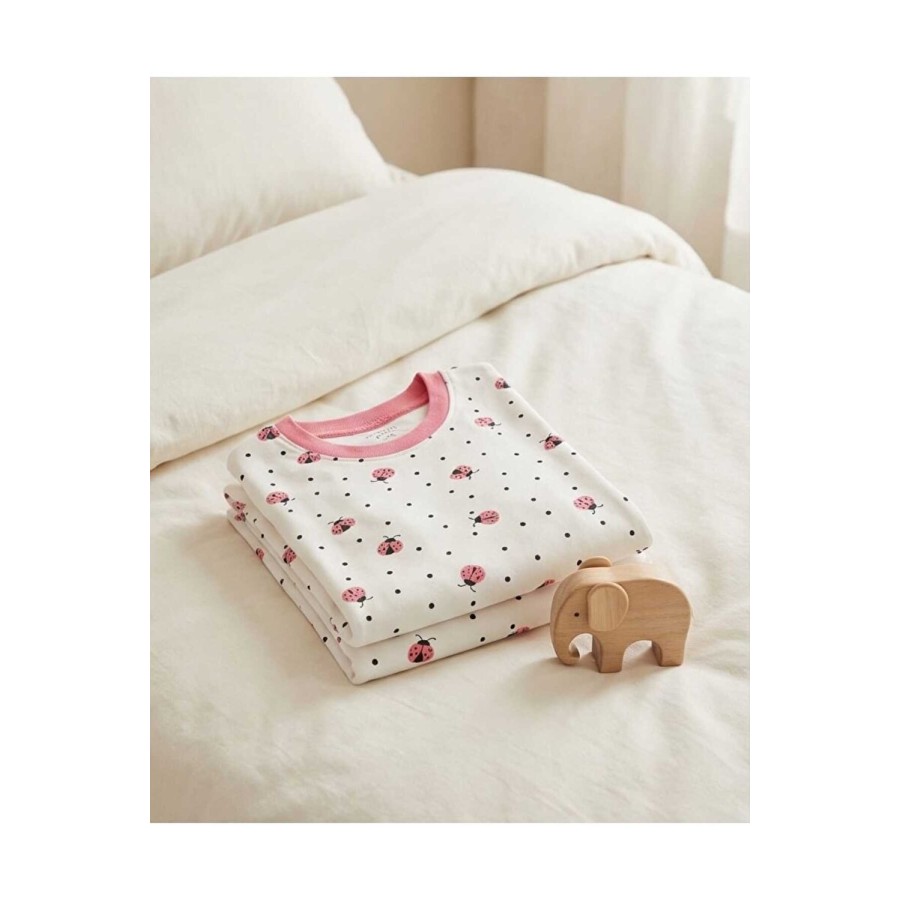 %100 Pamuk Uğur Böceği Baskılı Kız Çocuk Pijama Takımı 10-12 Yaş