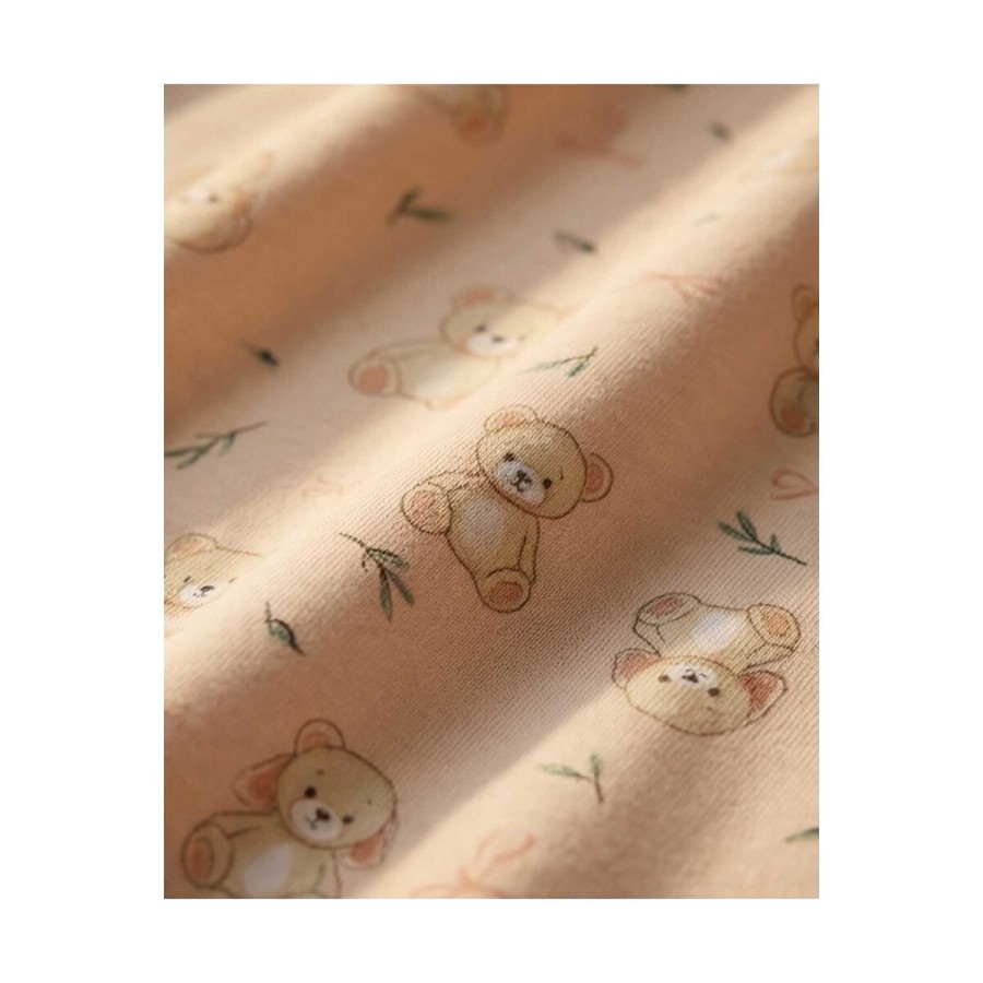 %100 Pamuk Ayıcık Baskılı Sıfır Yaka Kız Çocuk Pijama Takımı 10-12 Yaş